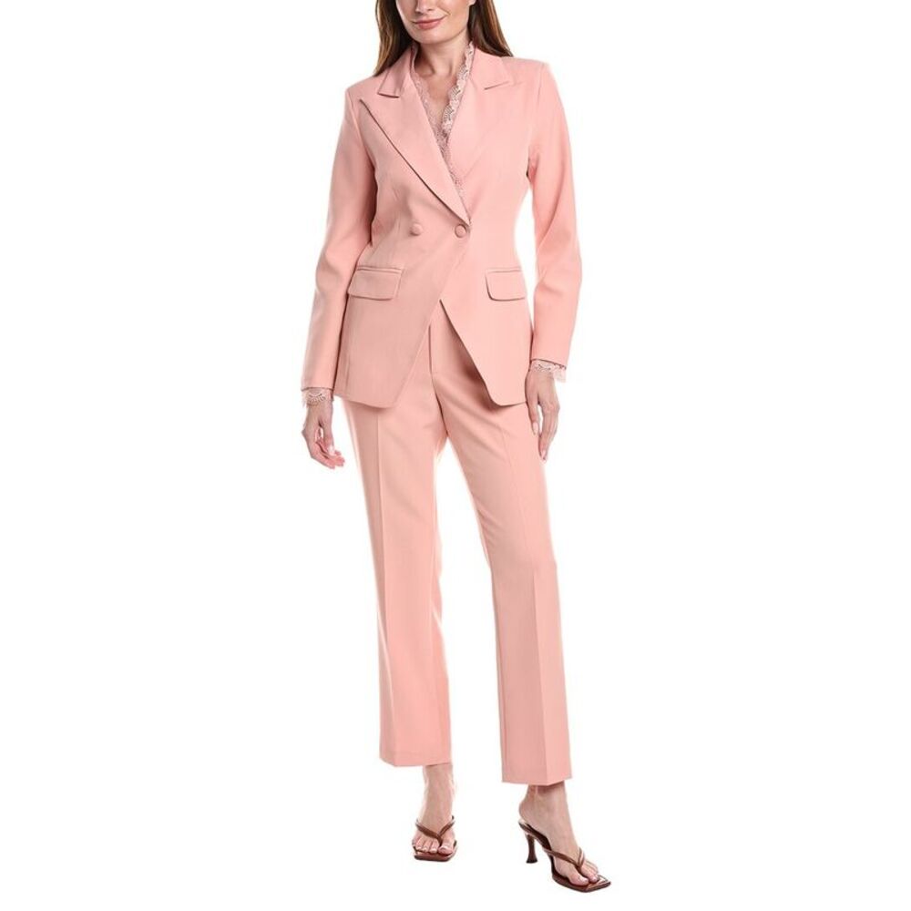 Pascale La Mode Womens  2Pc Jacket & Pant Suit, Pink